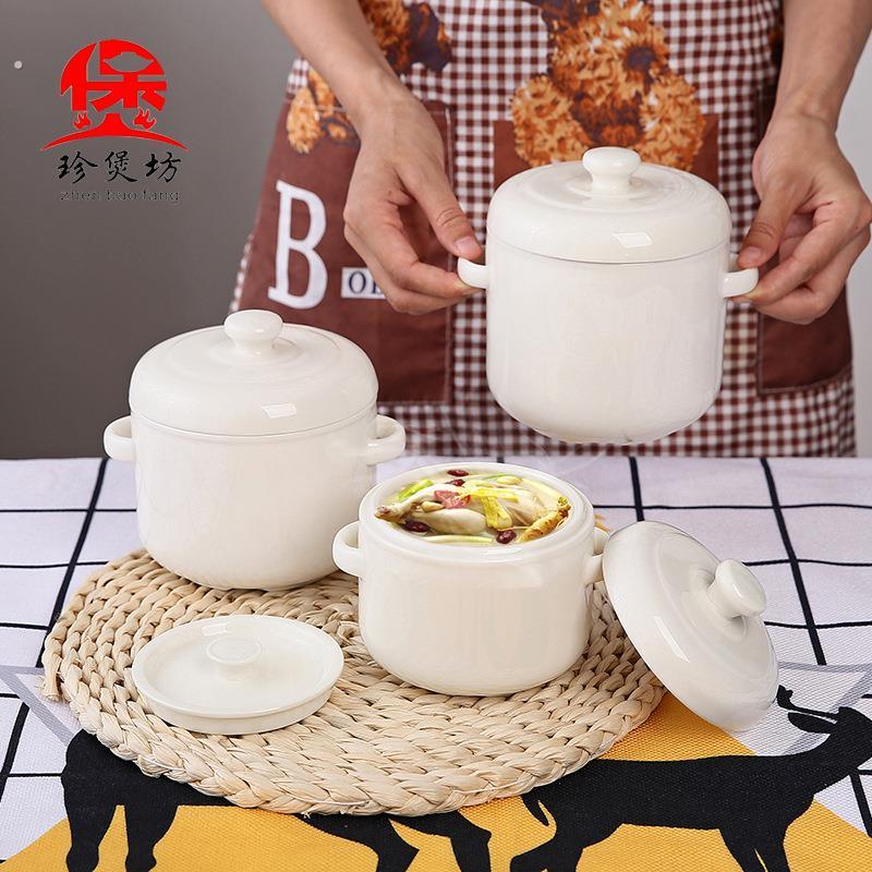 陶瓷隔水双耳双盖炖盅家用小型汤盅带盖子碗蒸蛋一人份商用煲汤炖