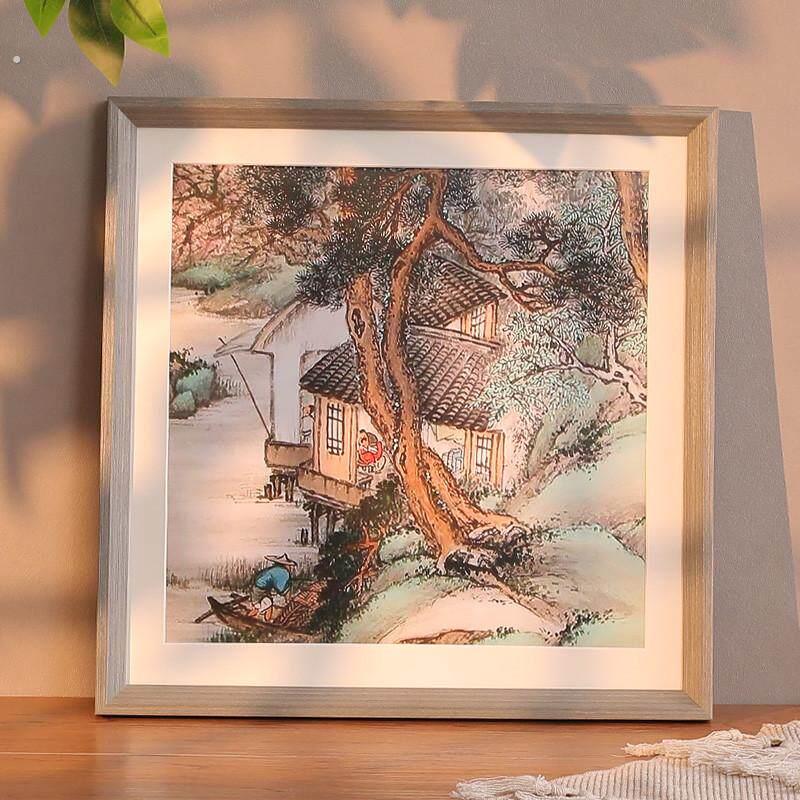 加厚实木38正方形50画框书法挂墙国画字画装裱钻石框架送卡纸