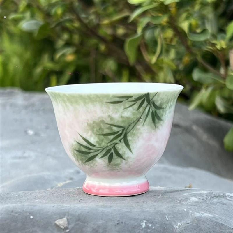 德化白瓷茶杯手绘品茗杯陶瓷主人杯个人单杯功夫茶杯喝茶小杯