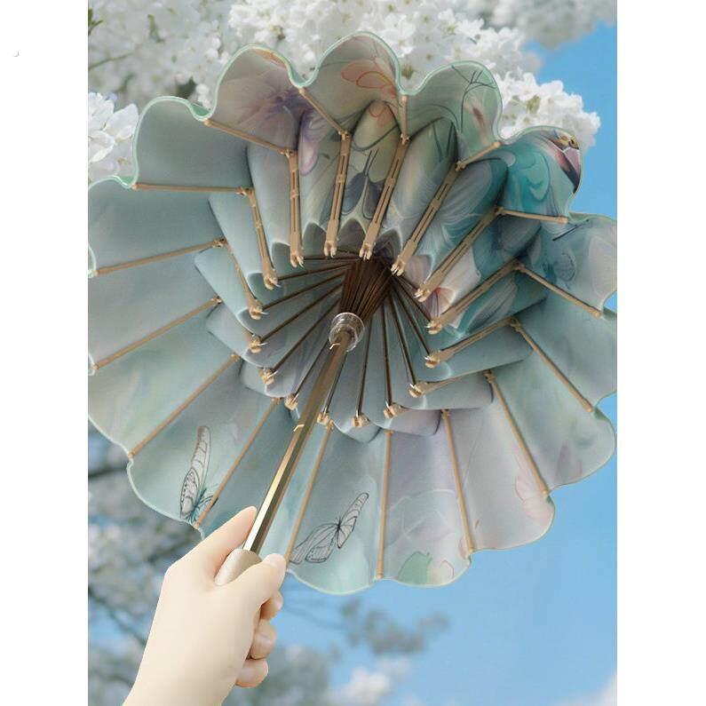 新中式古风雨伞重工刺绣三折叠伞中国风女生高颜值工艺中式晴雨伞