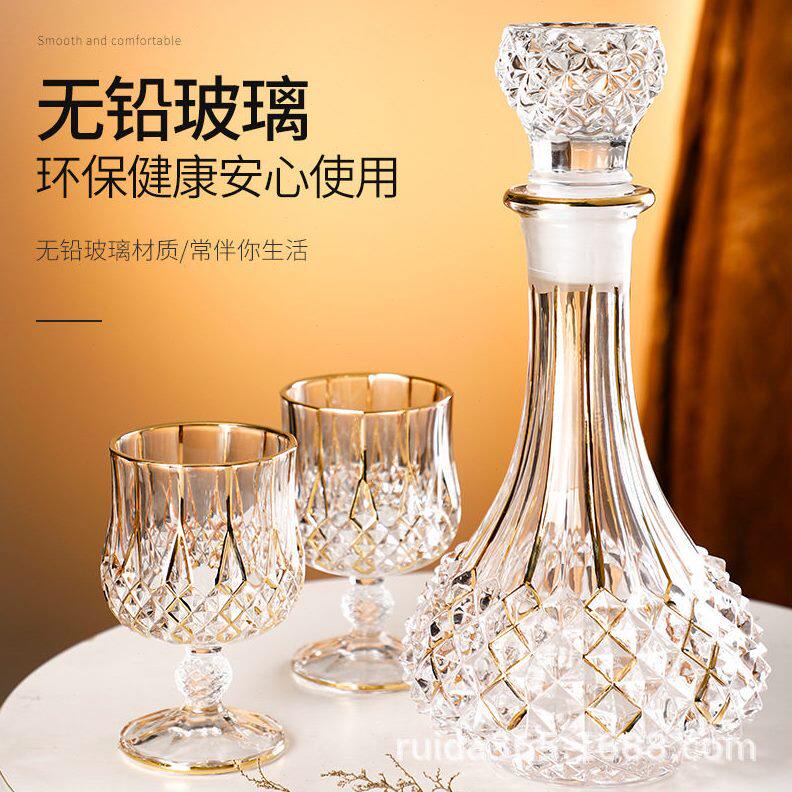 甄选欧式描金线水晶玻璃威士忌杯酒具套装红酒洋酒杯酒樽