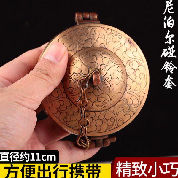 新款尼泊尔进口纯铜套藏式民族纯手工刻花款藏式密宗用品撞碰铃套