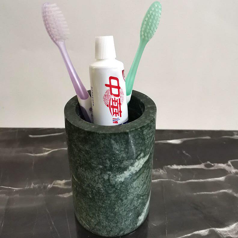 甄选天然大理石圆形漱口杯牙具组合卫浴套装洗漱用品刷牙杯供应