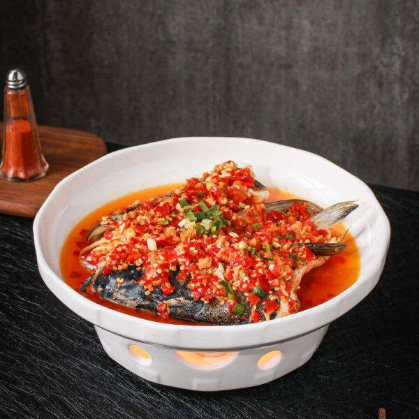 剁椒鱼头专用盘子可加热碗陶瓷泡饼干锅酒店保温菜蜡烛加热餐具炉