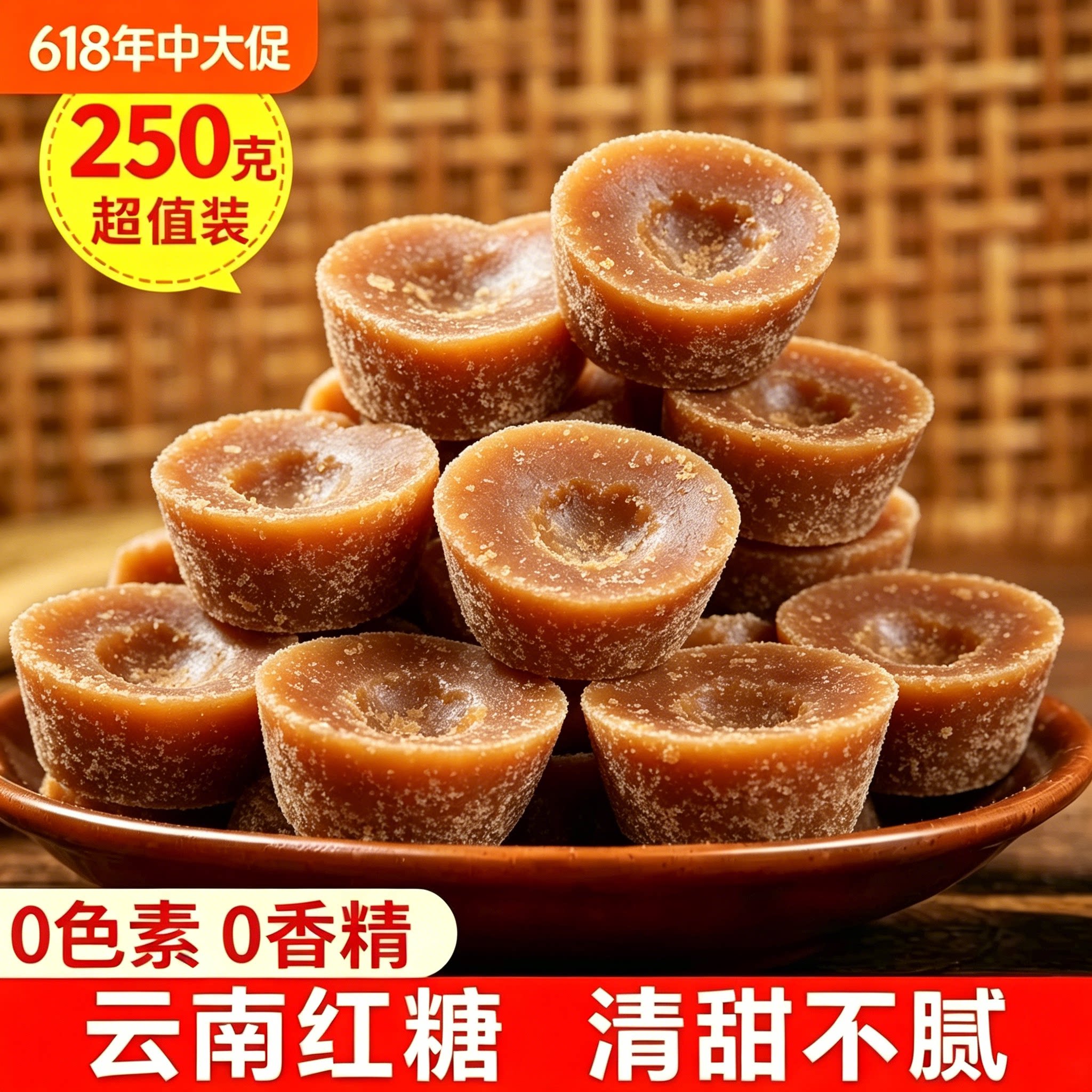 云南巧家小碗红糖纯正甘蔗红糖姜茶女生大姨妈调理古法熬制纯手工