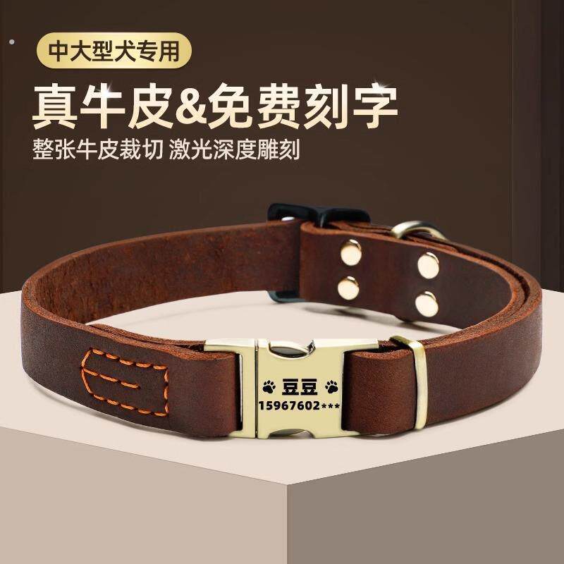 真皮狗狗脖圈宠物项圈小狗中大型犬狗圈颈圈狗牌柴犬马犬狗炼脖套