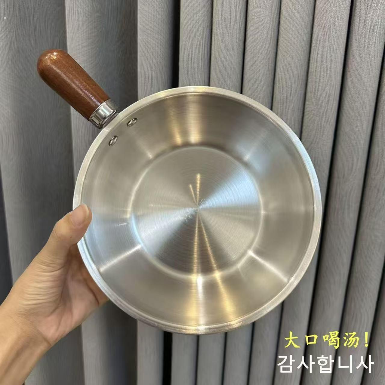 升级新款特厚不锈钢大容量泡面碗欧美大食堂碗实木手柄泡面锅
