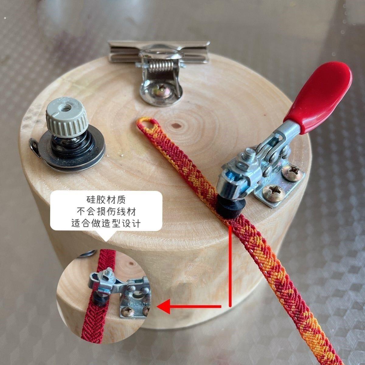 纯手工圆实心木墩墩夹子固定器绕线编绳工作台多功能工具套装