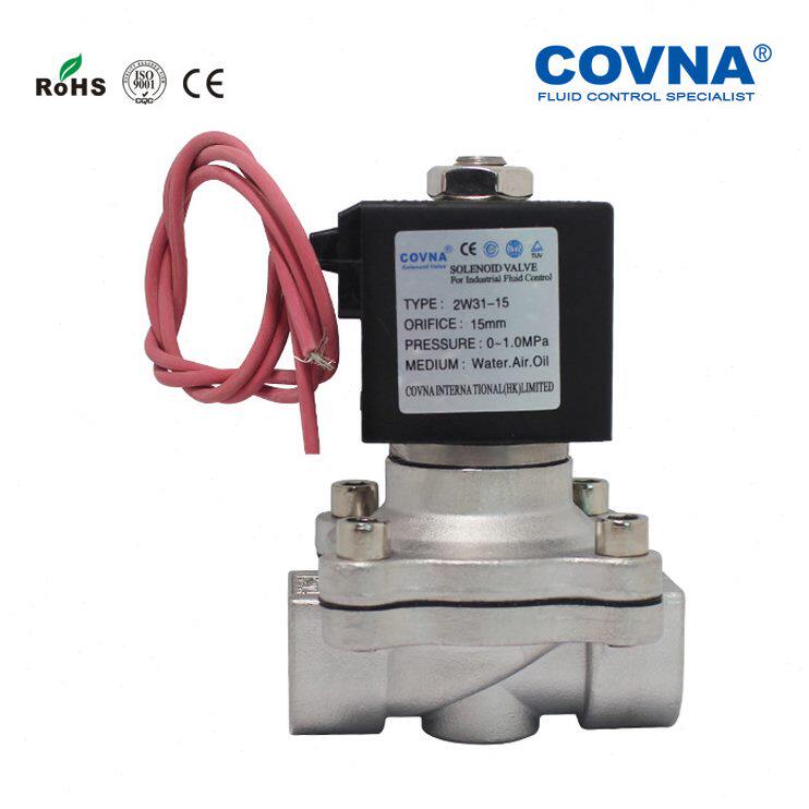 甄选科威纳COVNA不锈钢304常闭电磁阀4分24V水阀AC220V两位两通
