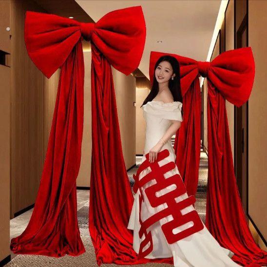 结婚超大丝绒蝴蝶结女方婚房布置网红拍照道具婚礼氛围感场景装饰