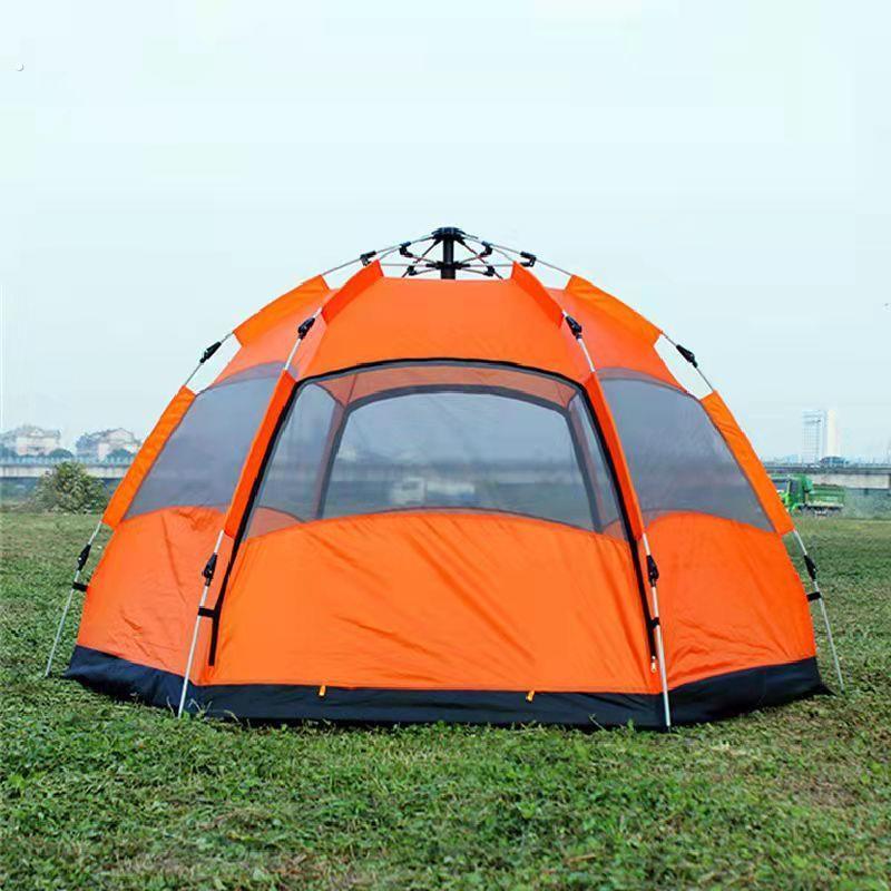 【送赠品】户外3-5人全自动双层两门六角帐篷5-8人防雨双人加厚野
