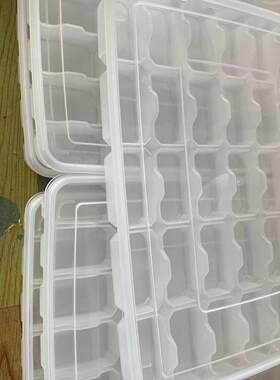 单层30格一层一盖冰箱收纳盒冻水饺不粘保鲜盒可微波解冻盒水饺盒