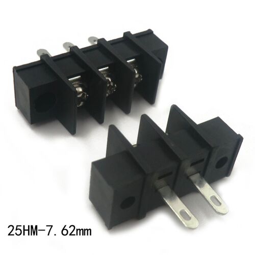 25HM 7.62mm栅栏式PCB接线端子宽脚带固定孔2P3P4P5P6PKF25HM