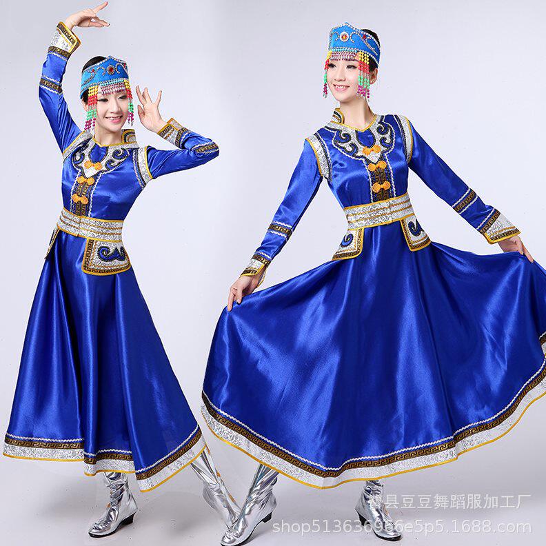 甄选新款蒙古族演出服女装内蒙古舞蹈服装蒙古袍成人少数民族表演