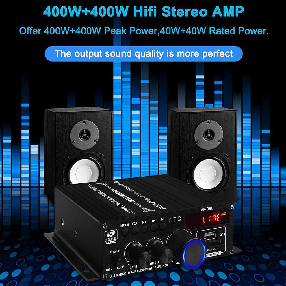 甄选热销2.0迷你汽车车载蓝牙功放机 家用12V hifi功放板音频影音