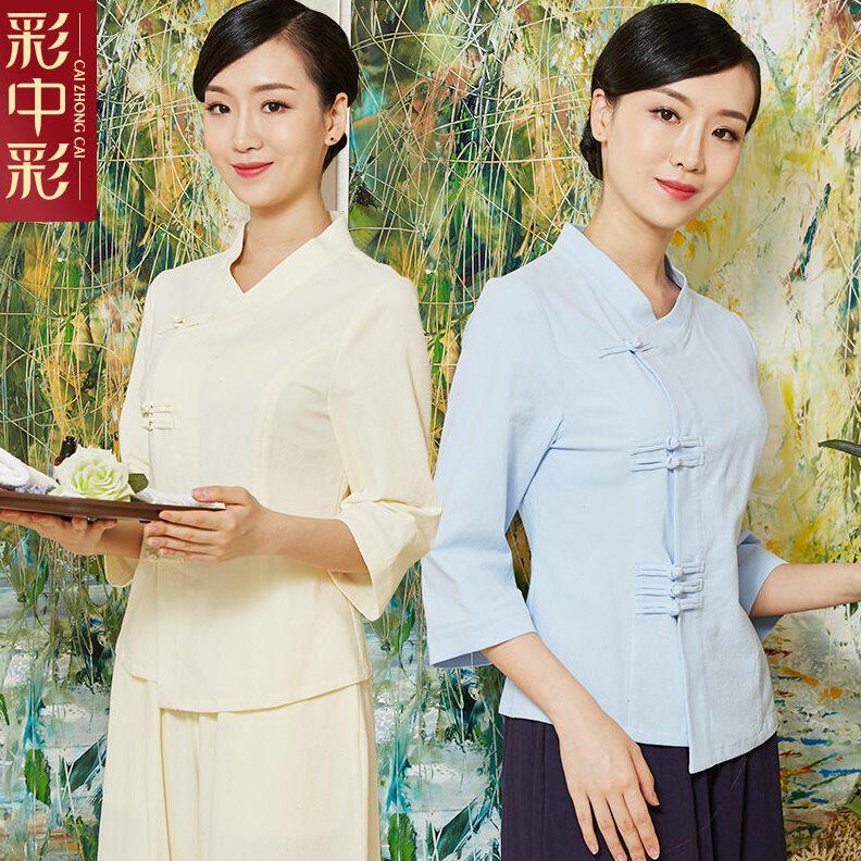甄选美容师服女spa足疗技师桑拿服装理疗养生馆足浴会所套装