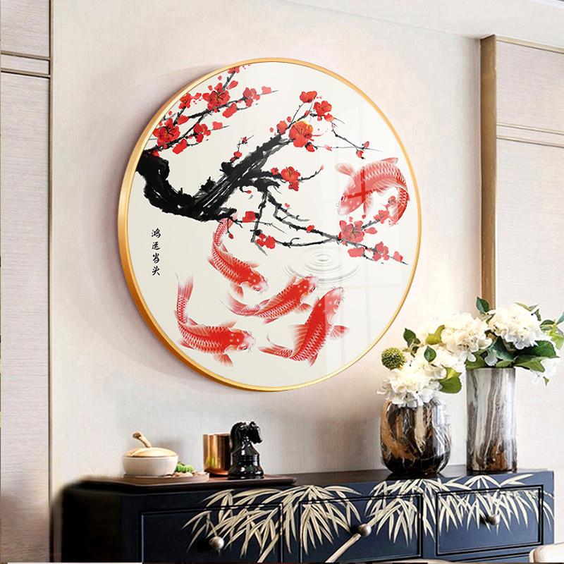 新品式家和富贵餐厅装饰画客厅沙发背景墙画卧室走廊圆形晶瓷挂画