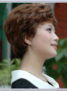 中老年假发真发中年女式短卷发送妈妈全头套假发短发发型真人发丝