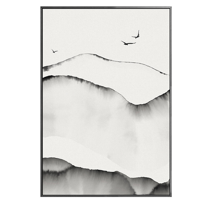 进门墙面装饰画新中式挂画客厅玄关走廊竖版墙画水墨禅意书房壁画