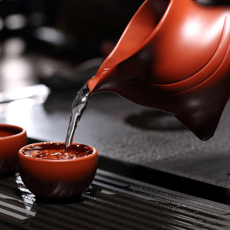 尊泥陶阁公道杯紫砂茶海分茶器手工茶漏大红袍侧把公道杯茶具配件