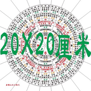 过路阴阳金锁玉关立及尺罗盘八宫二十四山砂水软型20x20厘米