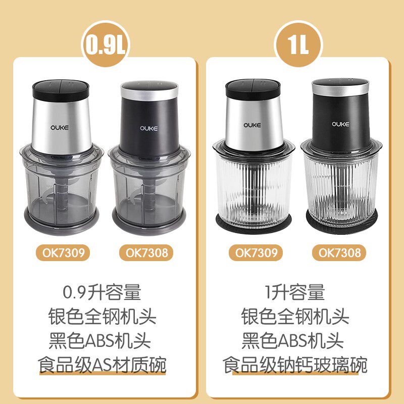 欧科绞肉机家用辅食机电动小型料理机多功能绞菜碎肉搅拌机绞馅机