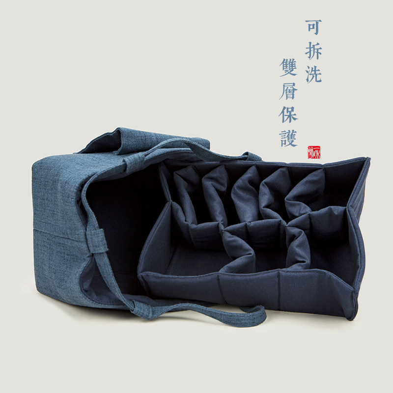 吉佰家户外旅行茶具收纳包套装便携式大号一壶六杯加厚防摔功夫空
