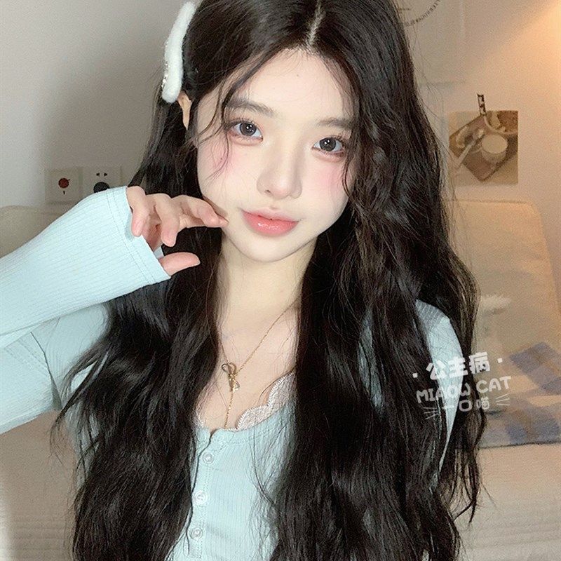 一口喵假发女日常网红长卷发新款自然甜美逼真一字蕾丝全头套假发