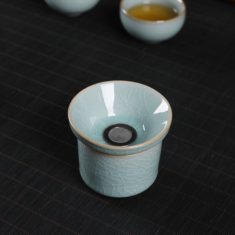 青瓷茶漏茶滤冰裂过滤器功夫茶具零配件泡茶器陶瓷茶道茶叶过滤网