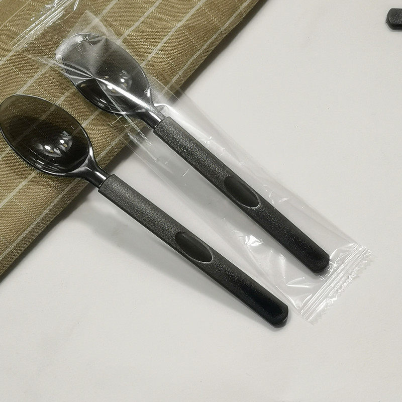 一次性勺子长柄塑料商用外卖饭勺甜品勺加厚透明独立包装西餐勺叉