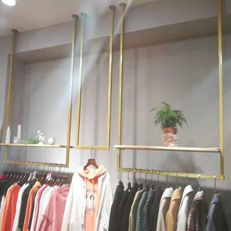 金色婚纱吊架吊顶悬挂礼服陈列架子女装店上墙服装架子服装展示架