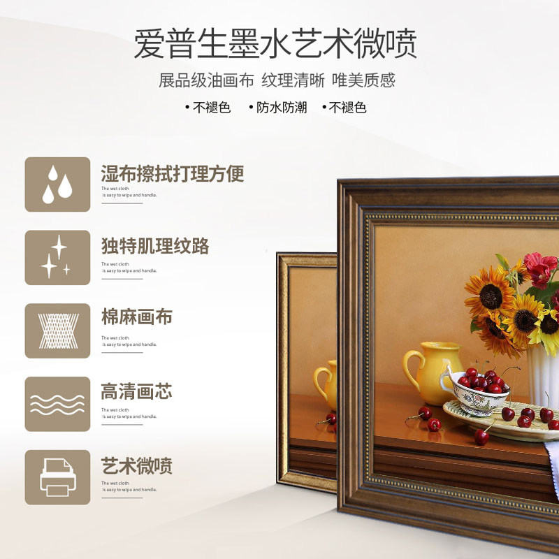 美式餐厅装饰画饭厅墙面挂画乡村向日葵油画厨房背景墙壁画欧式