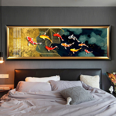 卧室装饰画主卧床头挂画轻奢九鱼图客厅壁画温馨欧式浪漫房间单幅
