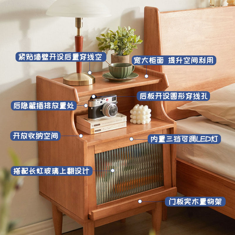 实木床头柜简约小户型卧室床头置物架夹缝收纳储物柜窄床边柜边桌