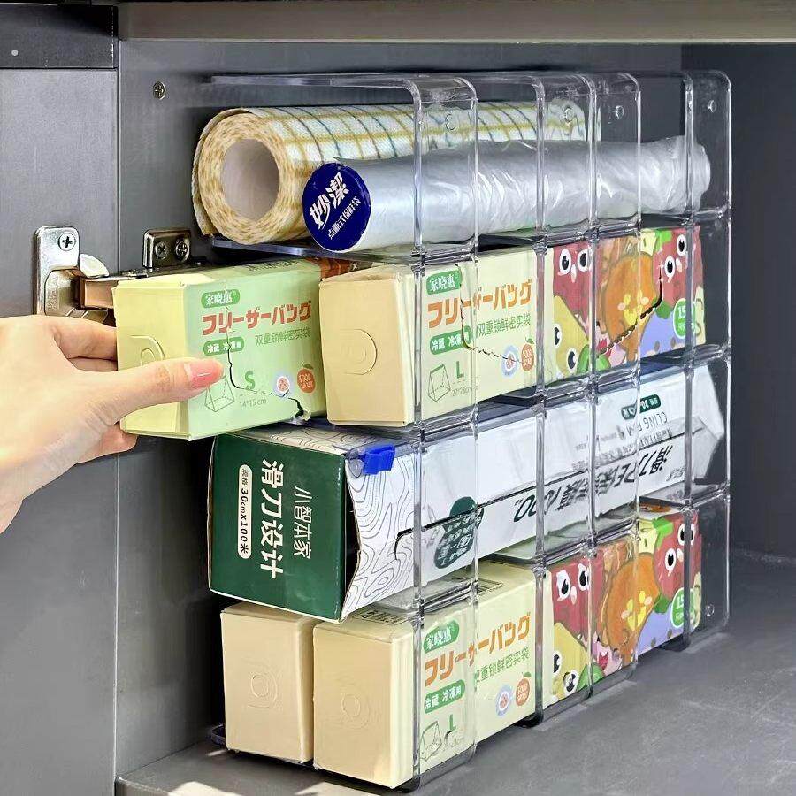 厨房收纳神器省空间多功能柜子分层架子整体橱柜保鲜膜袋收纳层架