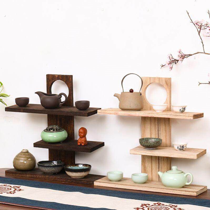 博古架小多层桌面实木复古茶具摆件家用茶杯架茶壶架子置物架展示