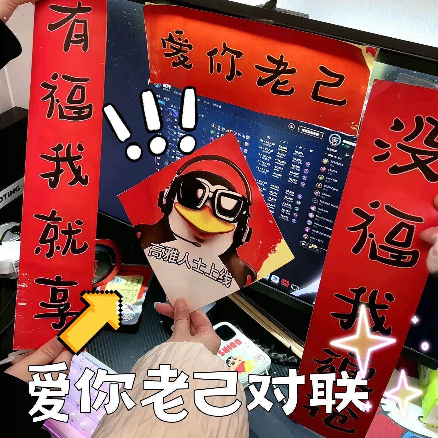 爱你老己对联新年喜庆抽象搞笑文字高雅人士贴纸春节装饰宿舍春联