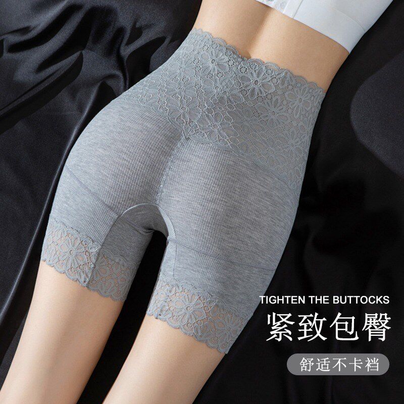 蕾丝打底裤女夏季薄款高腰长款收腹内裤二合一不卷边短裤安全裤女