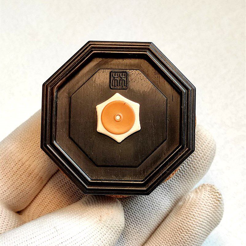 张圣林鸣虫盒 老乌木嵌橄榄核八角万体虫具 蛉子盒 蛉虫盒 大黄蛉