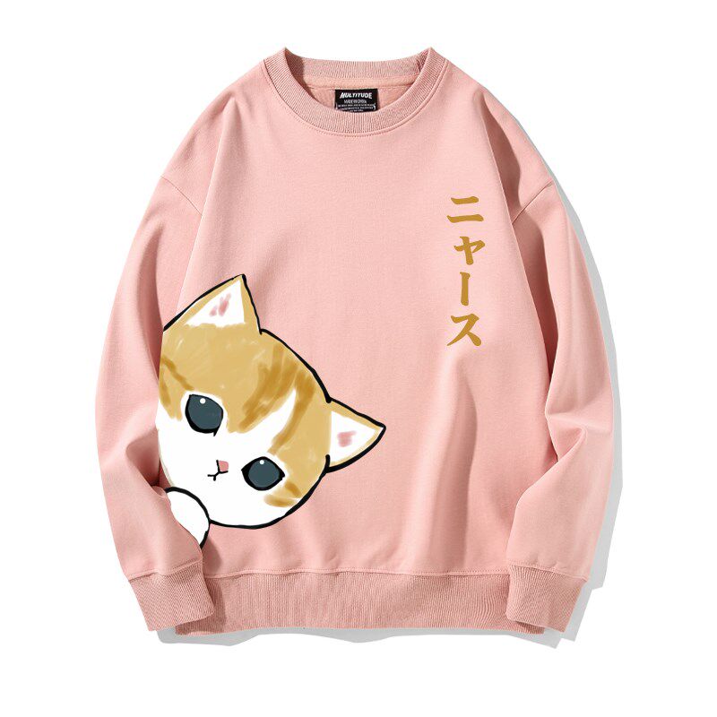 狸花猫可爱猫咪素描动物休闲长袖圆领卫衣男女情侣装秋冬宽松外套