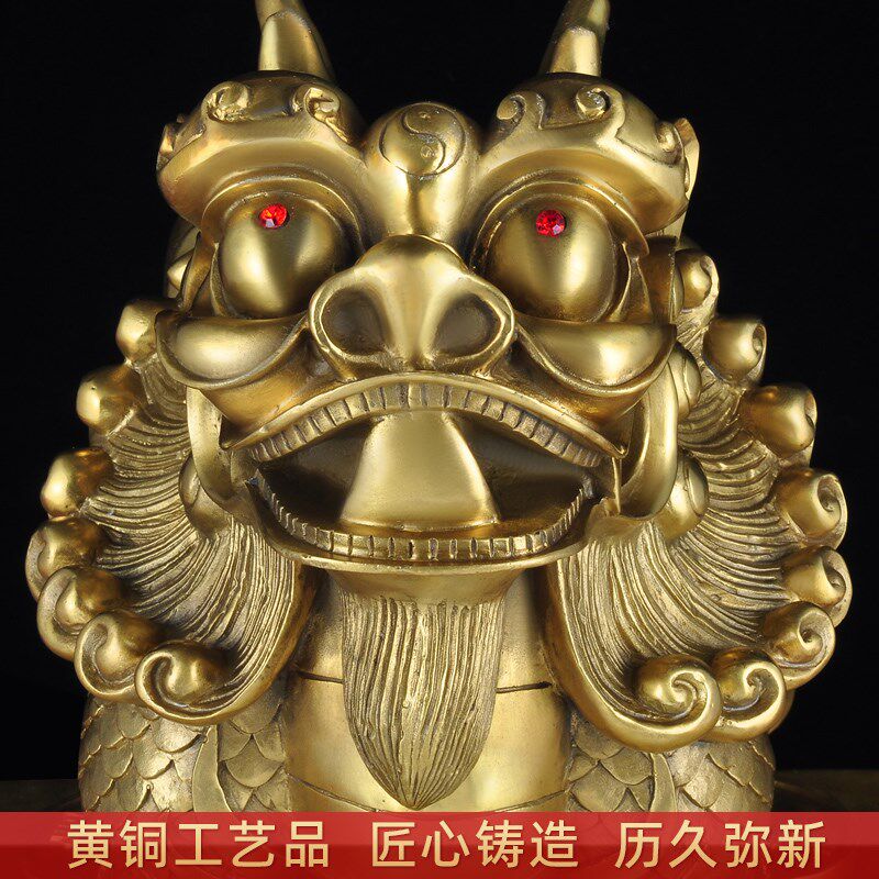 铜麒麟摆件招财大号客厅玄关装饰品办公室老板桌乔迁商务麒麟礼品