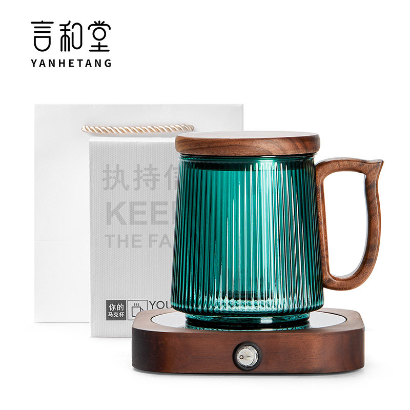 言和堂玻璃泡茶杯带盖过滤水杯办公室简约大容量茶水分离茶道杯子