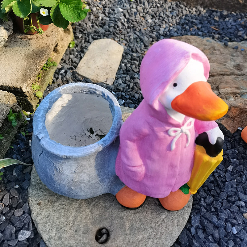一楼花园露台户外卡通动物花盆可爱鸭子摆件幼儿园装饰品网红创意
