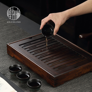 爱洛琳 竹制家用盛水茶盘小型茶托 中式储水干泡台小号茶座托盘
