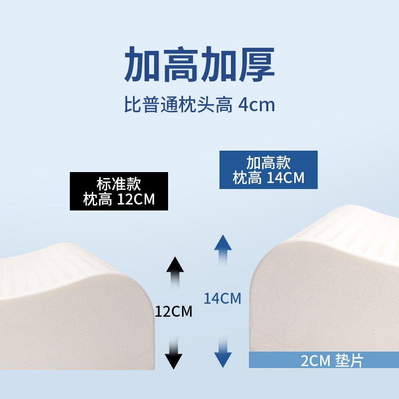 金橡树泰国原产乳胶枕头天然橡胶枕芯成人加高加厚护颈可调节高枕