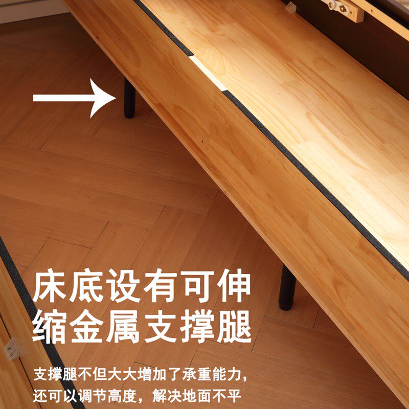 1米8高脚储物1米35长190收纳1米2高箱白蜡箱体离地双人日式实木床