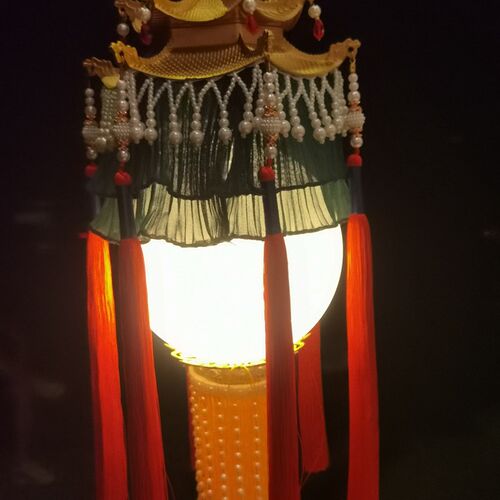 中国风复古仿羊角发光绦纱灯汉服拍摄道具长流苏手提古风宫灯成品