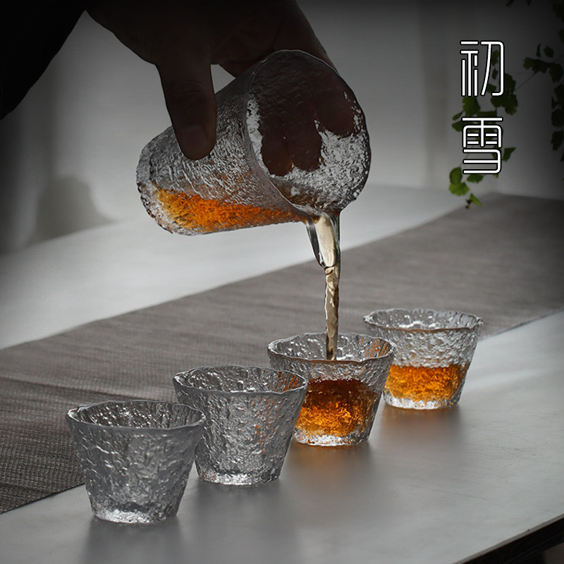 初雪玻璃功夫茶具套装办公室懒人盖碗公道杯日式茶碗锤纹茶杯高档