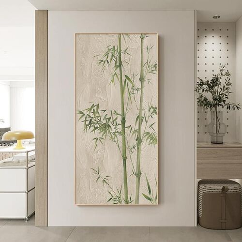 网红新中式茶玄关装饰画竹子画走廊过道式挂画日禅意室入户正对门