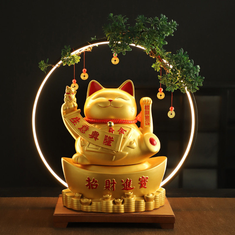 招财猫摆件开业礼物生意兴隆自动招手摇手店铺收银台存钱罐礼品